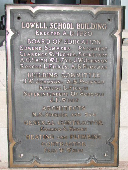 Mattoon, Illinois Lowell School Plaque